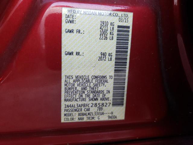 Photo 10 from auction – 2015 NISSAN ALTIMA 2.5 with VIN 1N4AL3AP8FC285827