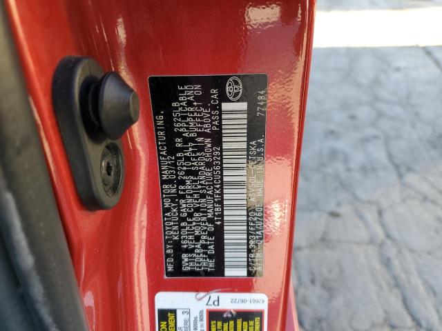 Photo 10 from auction – 2012 TOYOTA CAMRY BASE with VIN 4T1BF1FK4CU563292