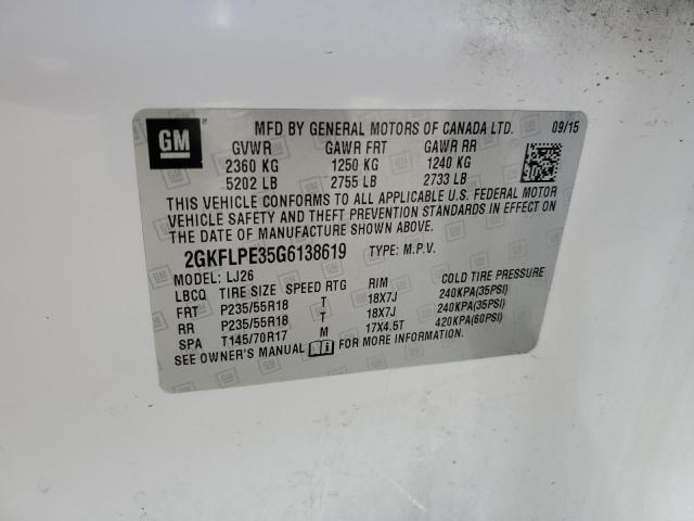 Photo 10 from auction – 2016 GMC TERRAIN SL with VIN 2GKFLPE35G6138619