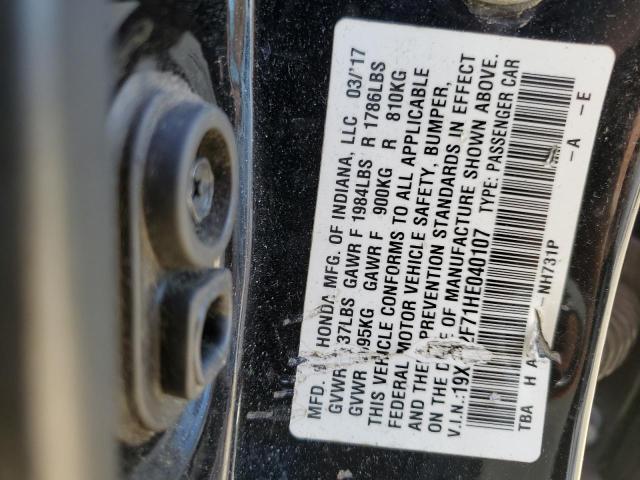 Photo 10 from auction – 2017 HONDA CIVIC EX with VIN 19XFC2F71HE040107
