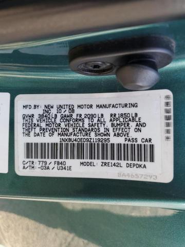 Photo 10 from auction – 2009 TOYOTA COROLLA BA with VIN 1NXBU40E09Z119295