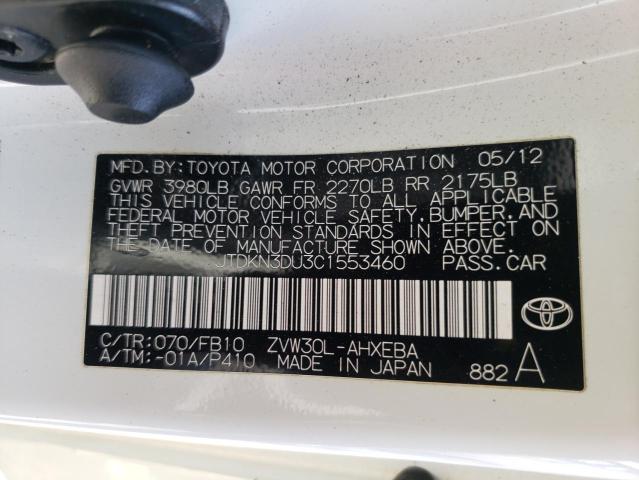 Photo 10 from auction – 2012 TOYOTA PRIUS with VIN JTDKN3DU3C1553460