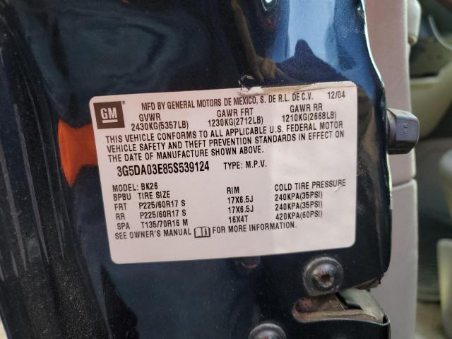 Photo 10 from auction – 2005 BUICK RENDEZVOUS with VIN 3G5DA03E85S539124