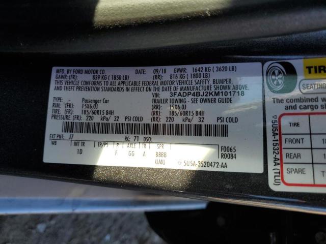 Photo 10 from auction – 2019 FORD FIESTA SE with VIN 3FADP4BJ2KM101718