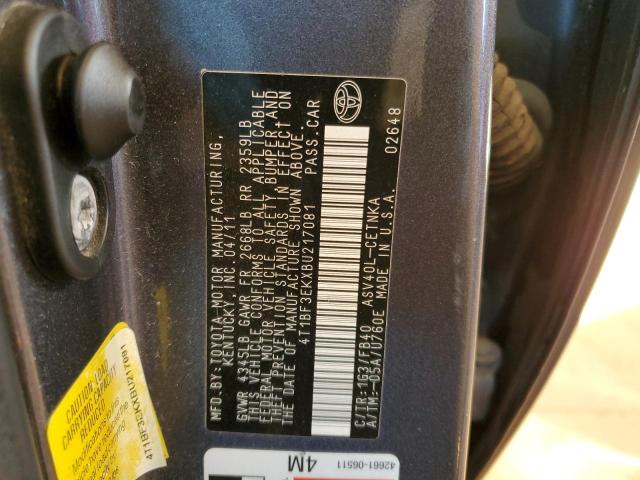 Photo 10 from auction – 2011 TOYOTA CAMRY BASE with VIN 4T1BF3EKXBU217081