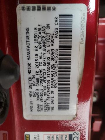 Photo 10 from auction – 2005 PONTIAC VIBE with VIN 5Y2SL63875Z435136