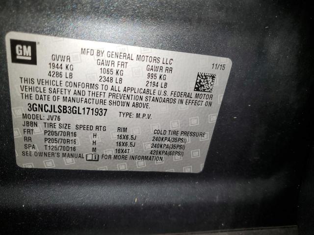 Photo 10 from auction – 2016 CHEVROLET TRAX 1LT with VIN 3GNCJLSB3GL171937