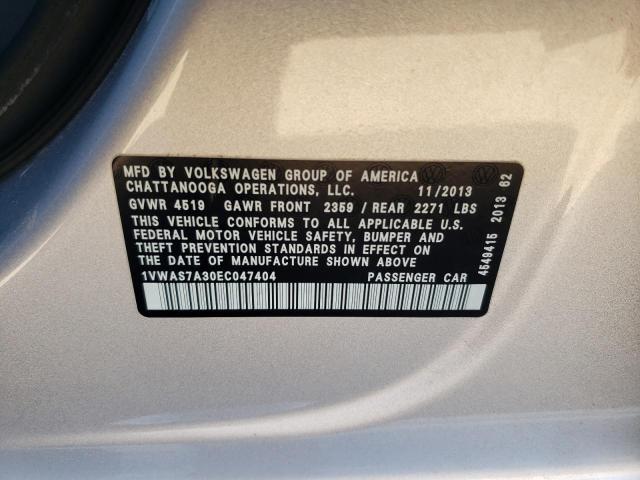 Photo 10 from auction – 2014 VOLKSWAGEN PASSAT S with VIN 1VWAS7A30EC047404