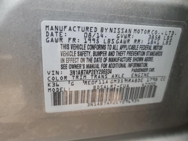 Photo 10 from auction – 2014 NISSAN SENTRA S with VIN 3N1AB7AP2EY296934