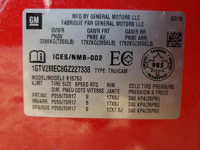 Photo 10 from auction – 2016 GMC SIERRA K15 with VIN 1GTV2MEC8GZ227338