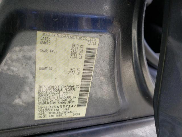 Photo 10 from auction – 2014 NISSAN ALTIMA S with VIN 1N4AL3AP3EN357147