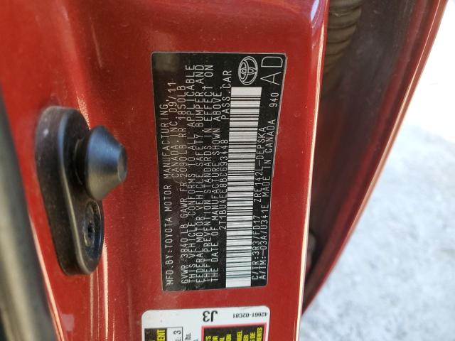 Photo 10 from auction – 2011 TOYOTA COROLLA BA with VIN 2T1BU4EE8BC693448