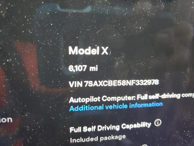 Photo 8 from auction – 2022 TESLA MODEL X with VIN 7SAXCBE58NF332978