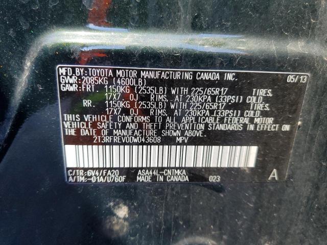 Photo 10 from auction – 2013 TOYOTA RAV4 XLE with VIN 2T3RFREV0DW043608