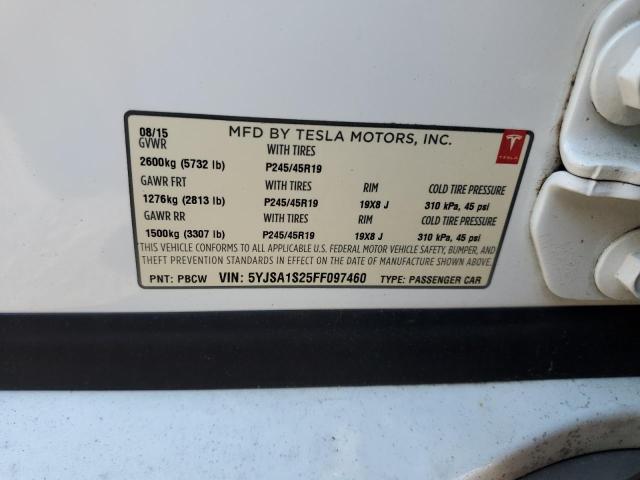Photo 10 from auction – 2015 TESLA MODEL S 70 with VIN 5YJSA1S25FF097460