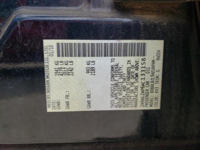 Photo 10 from auction – 2010 NISSAN ALTIMA BAS with VIN 1N4AL2AP6AC133158