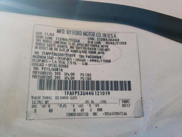 صورة رقم 10 من المزاد - 2004 FORD TAURUS SE مع VIN 1FAFP53U44G121019