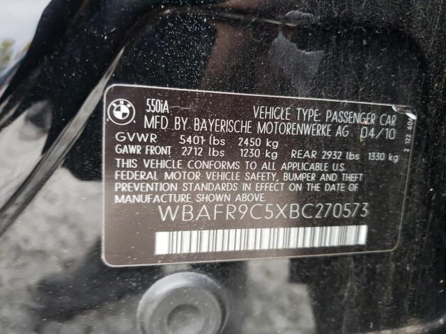 Photo 9 from auction – 2011 BMW 550 I with VIN WBAFR9C5XBC270573