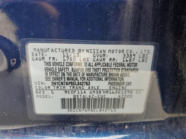 Photo 10 from auction – 2014 NISSAN VERSA S with VIN 3N1CN7AP8EL842763