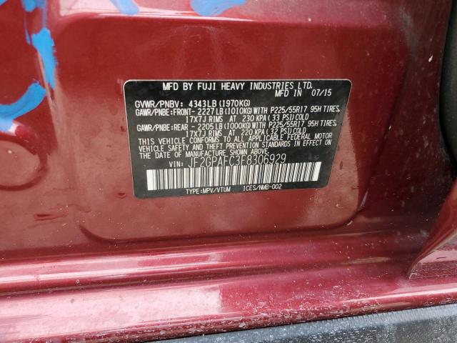 Photo 10 from auction – 2015 SUBARU XV CROSSTR with VIN JF2GPAFC3F8306929