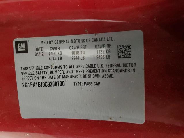 Photo 10 from auction – 2012 CHEVROLET CAMARO 2SS with VIN 2G1FK1EJ9C9200700
