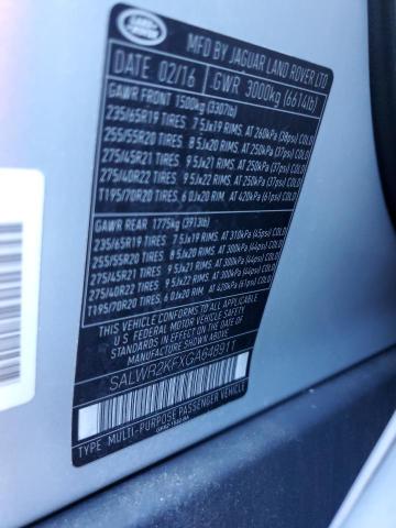 Photo 10 from auction – 2016 LAND ROVER RANGE ROVE with VIN SALWR2KFXGA648911
