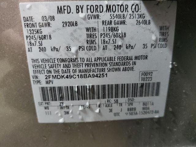Photo 10 from auction – 2008 FORD EDGE LIMIT with VIN 2FMDK49C18BA94251