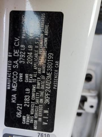 Photo 10 from auction – 2021 KIA FORTE FE with VIN 3KPF24AD3ME380199