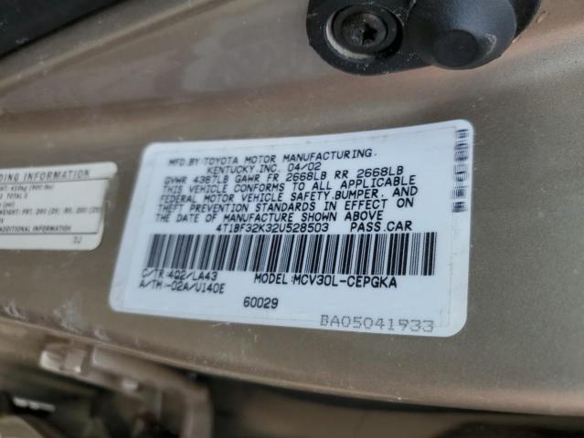 Photo 10 from auction – 2002 TOYOTA CAMRY LE with VIN 4T1BF32K32U528503