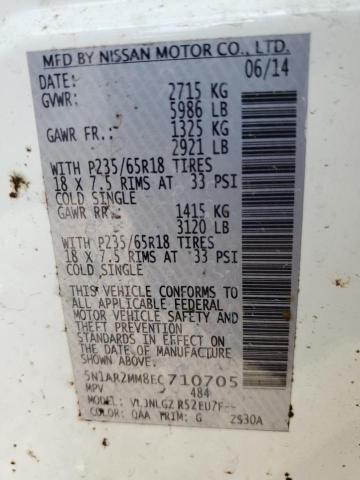 Photo 10 from auction – 2014 NISSAN PATHFINDER with VIN 5N1AR2MM8EC710705