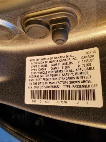 Photo 10 from auction – 2013 HONDA CIVIC LX with VIN 2HGFB2F59DH584582