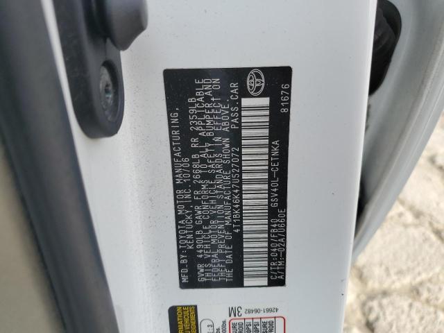 Photo 10 from auction – 2007 TOYOTA CAMRY LE with VIN 4T1BK46K47U527072