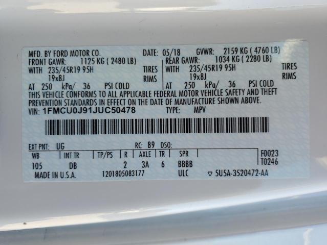 Photo 10 from auction – 2019 FORD ESCAPE with VIN 1FMCU0J91JUC50478