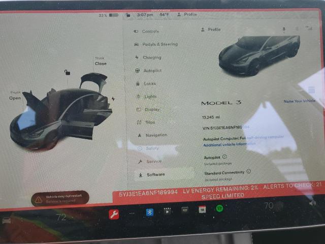 Photo 9 from auction – 2022 TESLA MODEL 3 with VIN 5YJ3E1EA6NF189994