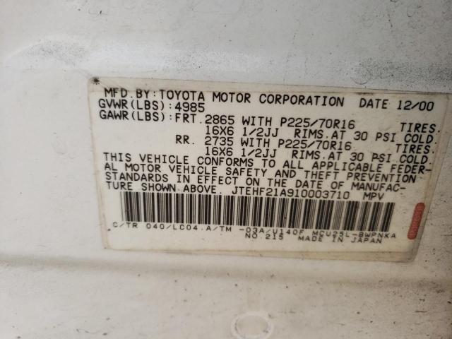 صورة رقم 10 من المزاد - 2001 TOYOTA HIGHLANDER مع VIN JTEHF21A910003710