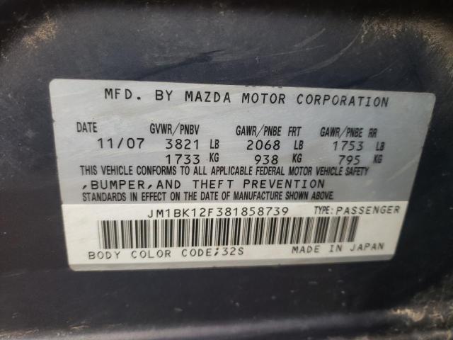 Photo 10 from auction – 2008 MAZDA 3 I with VIN JM1BK12F381858739