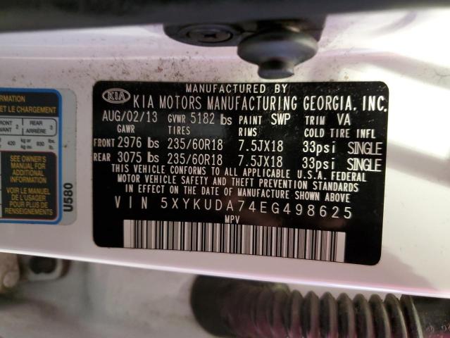 Photo 10 from auction – 2014 KIA SORENTO EX with VIN 5XYKUDA74EG498625
