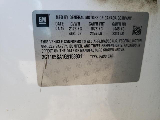 Photo 10 from auction – 2016 CHEVROLET IMPALA LT with VIN 2G1105SA1G9158931