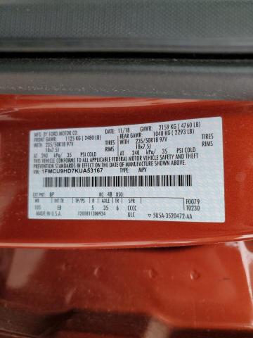 Photo 10 from auction – 2019 FORD ESCAPE SEL with VIN 1FMCU9HD7KUA53167