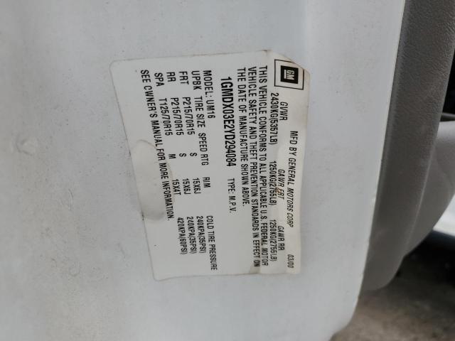 Photo 10 from auction – 2000 PONTIAC MONTANA with VIN 1GMDX03E2YD294084