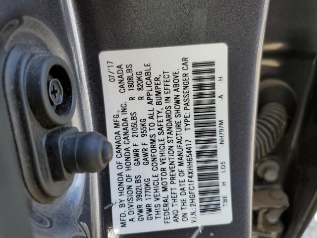 Photo 10 from auction – 2017 HONDA CIVIC EX with VIN 2HGFC1F4XHH654417
