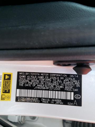 Photo 10 from auction – 2015 LEXUS CT 200 with VIN JTHKD5BH9F2212243