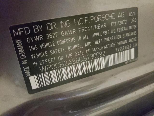 Photo 10 from auction – 2012 PORSCHE BOXSTER S with VIN WP0CB2A88CS730092