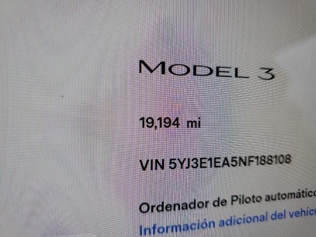 Photo 9 from auction – 2022 TESLA MODEL 3 with VIN 5YJ3E1EA5NF188108