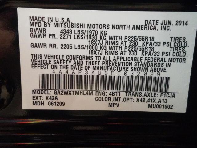 Photo 10 from auction – 2014 MITSUBISHI OUTLANDER with VIN 4A4AP3AU9EE032029