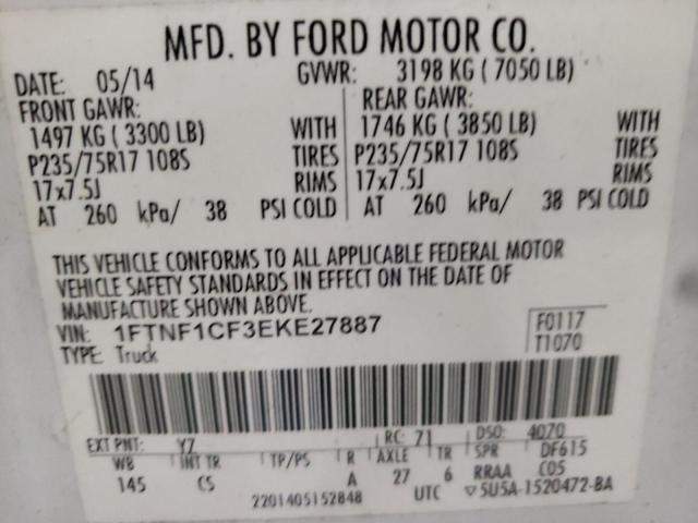 Photo 10 from auction – 2014 FORD F150 with VIN 1FTNF1CF3EKE27887