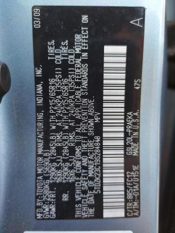 Фото 10 с аукциона – 2009 TOYOTA SIENNA CE с VIN 5TDZK23C19S284848