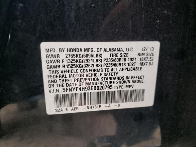 Photo 10 from auction – 2014 HONDA PILOT TOUR with VIN 5FNYF4H93EB020795