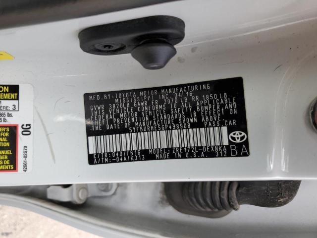 Foto 10 de la subasta – 2016 TOYOTA COROLLA L con VIN 5YFBURHE5GP498908