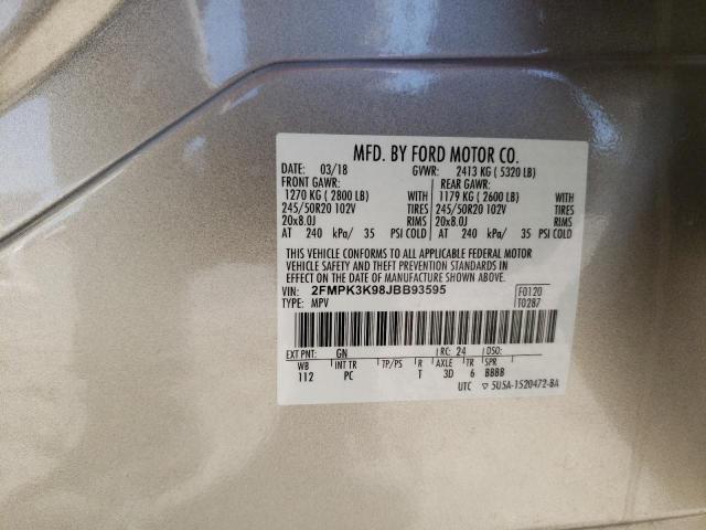 Photo 10 from auction – 2018 FORD EDGE TITAN with VIN 2FMPK3K98JBB93595